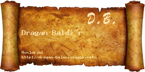 Dragan Balár névjegykártya
